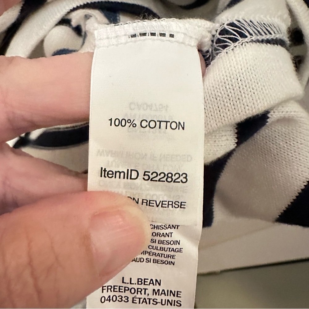 LL BEAN XSP Heritage Mariner striped collared woman 3/4 sleeve cotton top casual - Picture 8 of 14